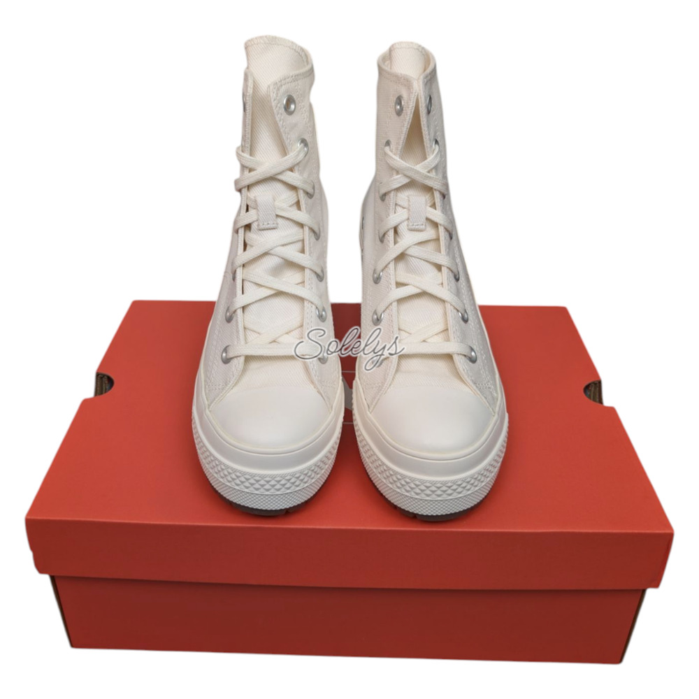 Converse Chuck 70 De Luxe Heel Platform Egret White Sneaker Boot Womens 9.5 NEW - Picture 2 of 10